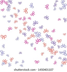 Festive Background with Colorful Bows. Delicate Pattern for Postcard, Print, Banner or Poster. Little Pretty Bows For Party Decoration, Wedding, Birthday or Anniversary Invitation. Vector
