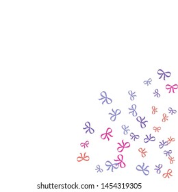 Festive Background with Colorful Bows. Delicate Pattern for Postcard, Print, Banner or Poster. Little Pretty Bows For Party Decoration, Wedding, Birthday or Anniversary Invitation. Vector
