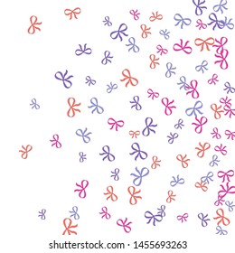 Festive Background with Colorful Bows. Delicate Pattern for Postcard, Print, Banner or Poster. Little Pretty Bows For Party Decoration, Wedding, Birthday or Anniversary Invitation. Vector
