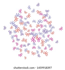 Festive Background with Colorful Bows. Delicate Pattern for Postcard, Print, Banner or Poster. Little Pretty Bows For Party Decoration, Wedding, Birthday or Anniversary Invitation. Vector
