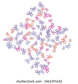 Festive Background with Colorful Bows. Delicate Pattern for Postcard, Print, Banner or Poster. Little Pretty Bows For Party Decoration, Wedding, Birthday or Anniversary Invitation. Vector
