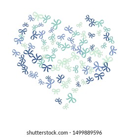 Festive Background with Colorful Bows. Delicate Pattern for Postcard, Print, Banner or Poster. Little Pretty Bows For Party Decoration, Wedding, Birthday or Anniversary Invitation. Vector
