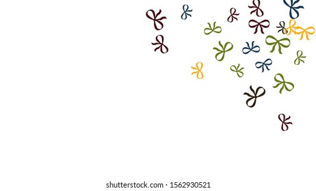 Festive Background with Colorful Bows. Delicate Pattern for Postcard, Print, Banner or Poster. Little Pretty Bows For Party Decoration, Wedding, Birthday or Anniversary Invitation. Vector
