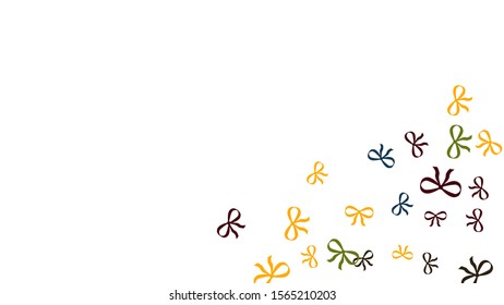 Festive Background with Colorful Bows. Delicate Pattern for Postcard, Print, Banner or Poster. Little Pretty Bows For Party Decoration, Wedding, Birthday or Anniversary Invitation. Vector
