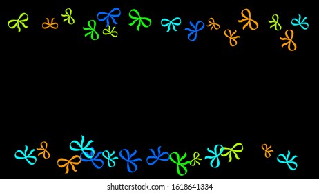 Festive Background with Colorful Bows. Delicate Pattern for Postcard, Print, Banner or Poster. Little Pretty Bows For Party Decoration, Wedding, Birthday or Anniversary Invitation. Vector
