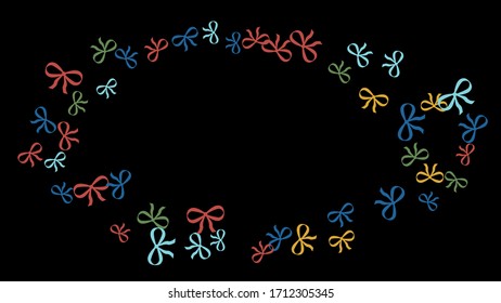 Festive Background with Colorful Bows. Delicate Pattern for Postcard, Print, Banner or Poster. Little Pretty Bows For Party Decoration, Wedding, Birthday or Anniversary Invitation. Vector
