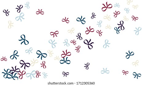 Festive Background with Colorful Bows. Delicate Pattern for Postcard, Print, Banner or Poster. Little Pretty Bows For Party Decoration, Wedding, Birthday or Anniversary Invitation. Vector
