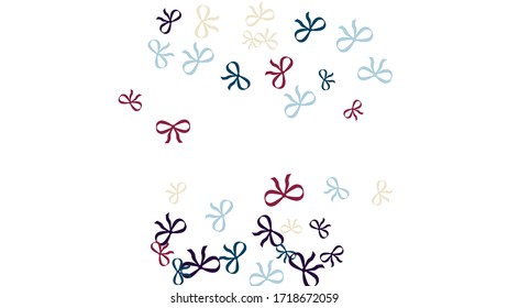 Festive Background with Colorful Bows. Delicate Pattern for Postcard, Print, Banner or Poster. Little Pretty Bows For Party Decoration, Wedding, Birthday or Anniversary Invitation. Vector
