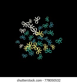 Festive Background with Colorful Bows. Feminine Pattern for Postcard, Print, Banner or Poster. Small Pretty Bows For Party Decoration, Wedding, Birthday or Anniversary Invitation. Vector