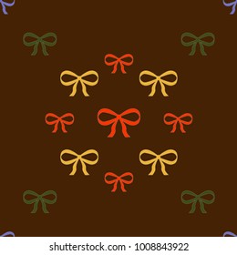 Festive Background with Colorful Bows. Seamless Pattern for Postcard, Print, Banner or Poster. Little Pretty Bows For Party Decoration, Wedding, Birthday or Anniversary Invitation. Vector
