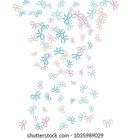 Festive Background with Colorful Bows. Trendy Pattern for Postcard, Print, Banner or Poster. Little Pretty Bows For Party Decoration, Wedding, Birthday or Anniversary Invitation. Vector