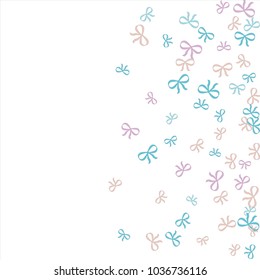 Festive Background with Colorful Bows. Trendy Pattern for Postcard, Print, Banner or Poster. Little Pretty Bows For Party Decoration, Wedding, Birthday or Anniversary Invitation. Vector