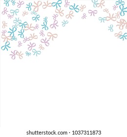 Festive Background with Colorful Bows. Trendy Pattern for Postcard, Print, Banner or Poster. Little Pretty Bows For Party Decoration, Wedding, Birthday or Anniversary Invitation. Vector