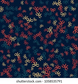 Festive Background with Colorful Bows. Trendy Pattern for Postcard, Print, Banner or Poster. Little Pretty Bows For Party Decoration, Wedding, Birthday or Anniversary Invitation. Vector Frame.

