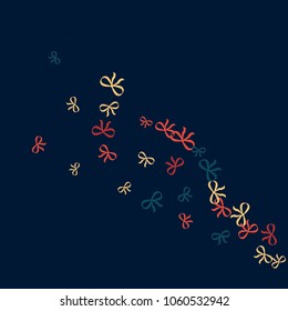 Festive Background with Colorful Bows. Trendy Pattern for Postcard, Print, Banner or Poster. Little Pretty Bows For Party Decoration, Wedding, Birthday or Anniversary Invitation. Vector Frame.
