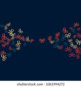 Festive Background with Colorful Bows. Trendy Pattern for Postcard, Print, Banner or Poster. Little Pretty Bows For Party Decoration, Wedding, Birthday or Anniversary Invitation. Vector Frame.
