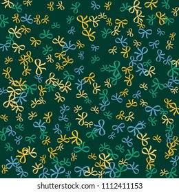 Festive Background with Colorful Bows. Trendy Pattern for Postcard, Print, Banner or Poster. Little Pretty Bows For Party Decoration, Wedding, Birthday or Anniversary Invitation. Vector
