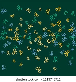 Festive Background with Colorful Bows. Trendy Pattern for Postcard, Print, Banner or Poster. Little Pretty Bows For Party Decoration, Wedding, Birthday or Anniversary Invitation. Vector
