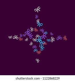 Festive Background with Colorful Bows. Trendy Pattern for Postcard, Print, Banner or Poster. Little Pretty Bows For Party Decoration, Wedding, Birthday or Anniversary Invitation. Vector Frame.
