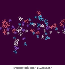 Festive Background with Colorful Bows. Trendy Pattern for Postcard, Print, Banner or Poster. Little Pretty Bows For Party Decoration, Wedding, Birthday or Anniversary Invitation. Vector Frame.
