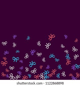 Festive Background with Colorful Bows. Trendy Pattern for Postcard, Print, Banner or Poster. Little Pretty Bows For Party Decoration, Wedding, Birthday or Anniversary Invitation. Vector Frame.
