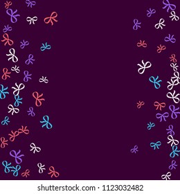 Festive Background with Colorful Bows. Trendy Pattern for Postcard, Print, Banner or Poster. Little Pretty Bows For Party Decoration, Wedding, Birthday or Anniversary Invitation. Vector Frame.
