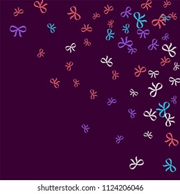 Festive Background with Colorful Bows. Trendy Pattern for Postcard, Print, Banner or Poster. Little Pretty Bows For Party Decoration, Wedding, Birthday or Anniversary Invitation. Vector
