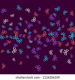 Festive Background with Colorful Bows. Trendy Pattern for Postcard, Print, Banner or Poster. Little Pretty Bows For Party Decoration, Wedding, Birthday or Anniversary Invitation. Vector
