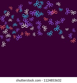 Festive Background with Colorful Bows. Trendy Pattern for Postcard, Print, Banner or Poster. Little Pretty Bows For Party Decoration, Wedding, Birthday or Anniversary Invitation. Vector
