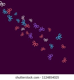 Festive Background with Colorful Bows. Trendy Pattern for Postcard, Print, Banner or Poster. Little Pretty Bows For Party Decoration, Wedding, Birthday or Anniversary Invitation. Vector
