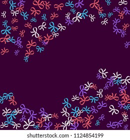 Festive Background with Colorful Bows. Trendy Pattern for Postcard, Print, Banner or Poster. Little Pretty Bows For Party Decoration, Wedding, Birthday or Anniversary Invitation. Vector
