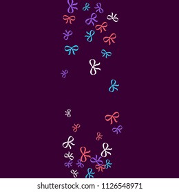 Festive Background with Colorful Bows. Trendy Pattern for Postcard, Print, Banner or Poster. Little Pretty Bows For Party Decoration, Wedding, Birthday or Anniversary Invitation. Vector
