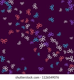 Festive Background with Colorful Bows. Trendy Pattern for Postcard, Print, Banner or Poster. Little Pretty Bows For Party Decoration, Wedding, Birthday or Anniversary Invitation. Vector
