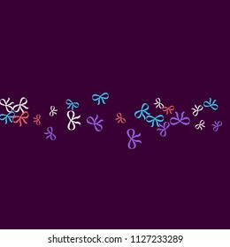 Festive Background with Colorful Bows. Trendy Pattern for Postcard, Print, Banner or Poster. Little Pretty Bows For Party Decoration, Wedding, Birthday or Anniversary Invitation. Vector

