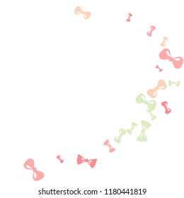 Festive Background with Colorful Bows. Trendy Pattern for Postcard, Print, Banner or Poster. Little Pretty Bows For Party Decoration, Wedding, Birthday or Anniversary Invitation. Vector
