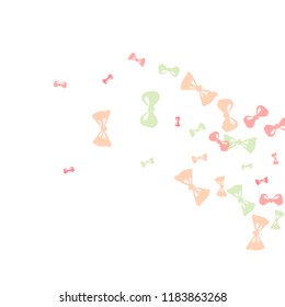 Festive Background with Colorful Bows. Trendy Pattern for Postcard, Print, Banner or Poster. Little Pretty Bows For Party Decoration, Wedding, Birthday or Anniversary Invitation. Vector