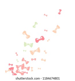 Festive Background with Colorful Bows. Trendy Pattern for Postcard, Print, Banner or Poster. Little Pretty Bows For Party Decoration, Wedding, Birthday or Anniversary Invitation. Vector