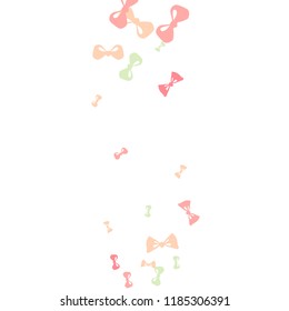 Festive Background with Colorful Bows. Trendy Pattern for Postcard, Print, Banner or Poster. Little Pretty Bows For Party Decoration, Wedding, Birthday or Anniversary Invitation. Vector