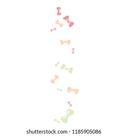 Festive Background with Colorful Bows. Trendy Pattern for Postcard, Print, Banner or Poster. Little Pretty Bows For Party Decoration, Wedding, Birthday or Anniversary Invitation. Vector