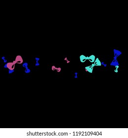 Festive Background with Colorful Bows. Trendy Pattern for Postcard, Print, Banner or Poster. Little Pretty Bows For Party Decoration, Wedding, Birthday or Anniversary Invitation. Vector Frame.
