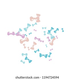 Festive Background with Colorful Bows. Trendy Pattern for Postcard, Print, Banner or Poster. Little Pretty Bows For Party Decoration, Wedding, Birthday or Anniversary Invitation. Vector
