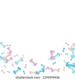 Festive Background with Colorful Bows. Trendy Pattern for Postcard, Print, Banner or Poster. Little Pretty Bows For Party Decoration, Wedding, Birthday or Anniversary Invitation. Vector
