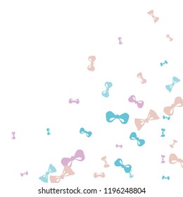 Festive Background with Colorful Bows. Trendy Pattern for Postcard, Print, Banner or Poster. Little Pretty Bows For Party Decoration, Wedding, Birthday or Anniversary Invitation. Vector
