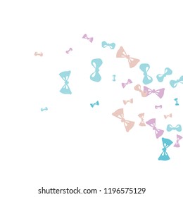 Festive Background with Colorful Bows. Trendy Pattern for Postcard, Print, Banner or Poster. Little Pretty Bows For Party Decoration, Wedding, Birthday or Anniversary Invitation. Vector
