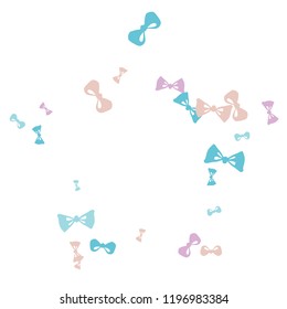 Festive Background with Colorful Bows. Trendy Pattern for Postcard, Print, Banner or Poster. Little Pretty Bows For Party Decoration, Wedding, Birthday or Anniversary Invitation. Vector
