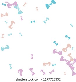 Festive Background with Colorful Bows. Trendy Pattern for Postcard, Print, Banner or Poster. Little Pretty Bows For Party Decoration, Wedding, Birthday or Anniversary Invitation. Vector
