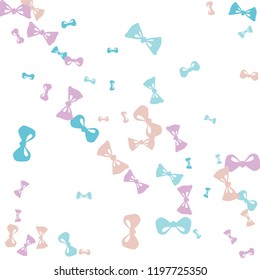 Festive Background with Colorful Bows. Trendy Pattern for Postcard, Print, Banner or Poster. Little Pretty Bows For Party Decoration, Wedding, Birthday or Anniversary Invitation. Vector
