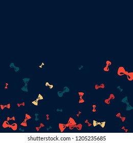 Festive Background with Colorful Bows. Trendy Pattern for Postcard, Print, Banner or Poster. Little Pretty Bows For Party Decoration, Wedding, Birthday or Anniversary Invitation. Vector

