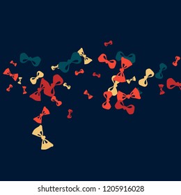 Festive Background with Colorful Bows. Trendy Pattern for Postcard, Print, Banner or Poster. Little Pretty Bows For Party Decoration, Wedding, Birthday or Anniversary Invitation. Vector
