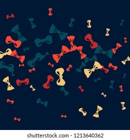 Festive Background with Colorful Bows. Trendy Pattern for Postcard, Print, Banner or Poster. Little Pretty Bows For Party Decoration, Wedding, Birthday or Anniversary Invitation. Vector
